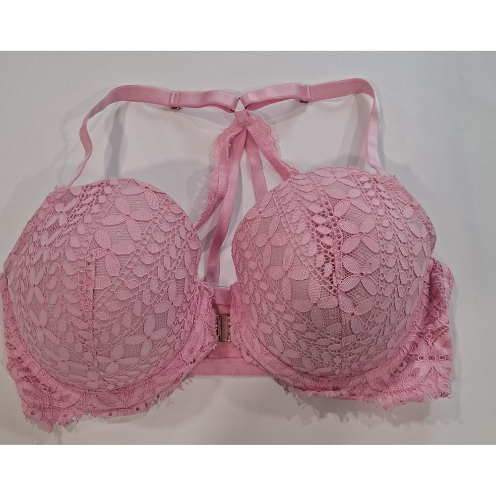 36DD‎ Victorias Secret Women Pink Underwire Padded Front Closure Demi Bra